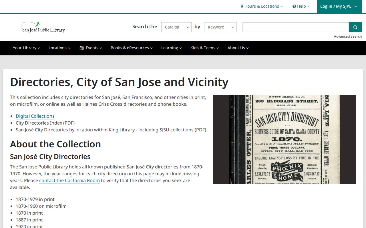 Santa Clara County city directory San José and vicinity directory collections