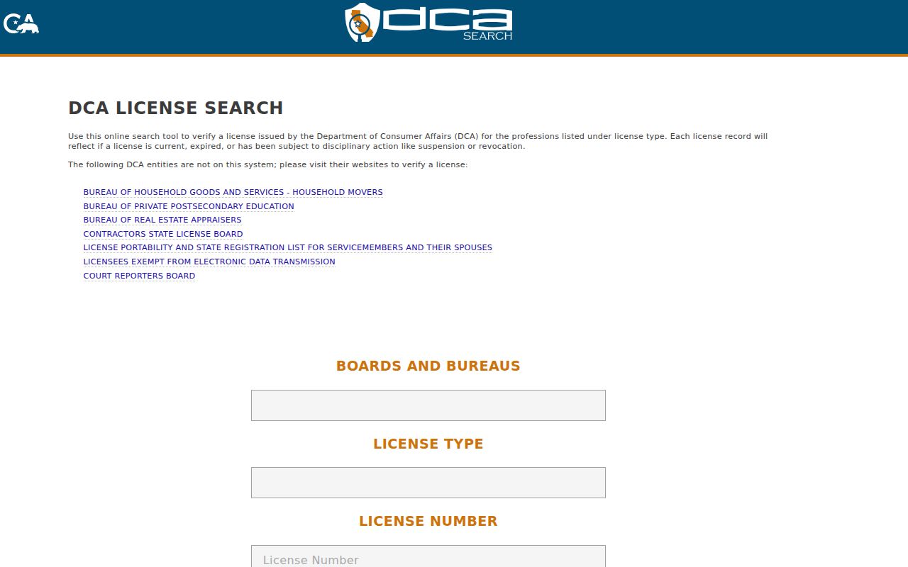 Santa Clara County residents directory California professional license search