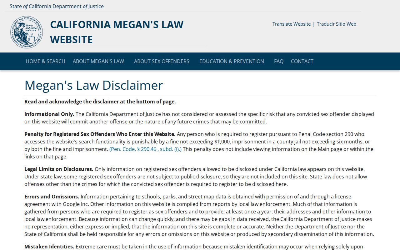 Santa Clara County resident lookup California Megan's Law search