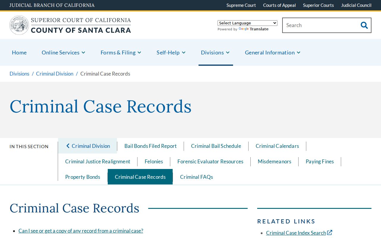 Santa Clara County resident lookup criminal case records guide