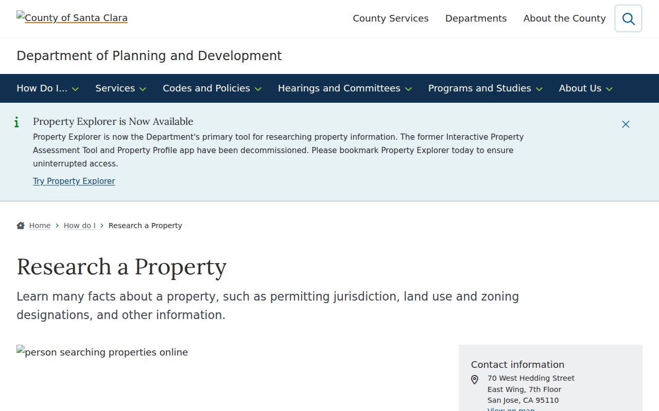 Santa Clara County street directory county property research guide